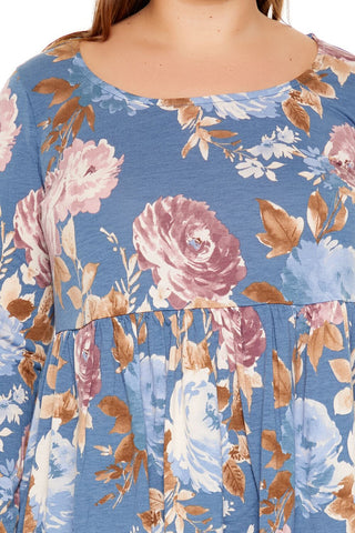 Plus Size Floral Print Flounce Top