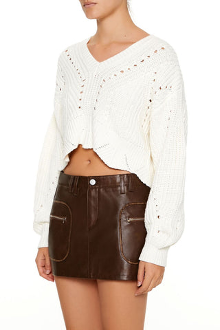 Open-Knit Cropped Sweater