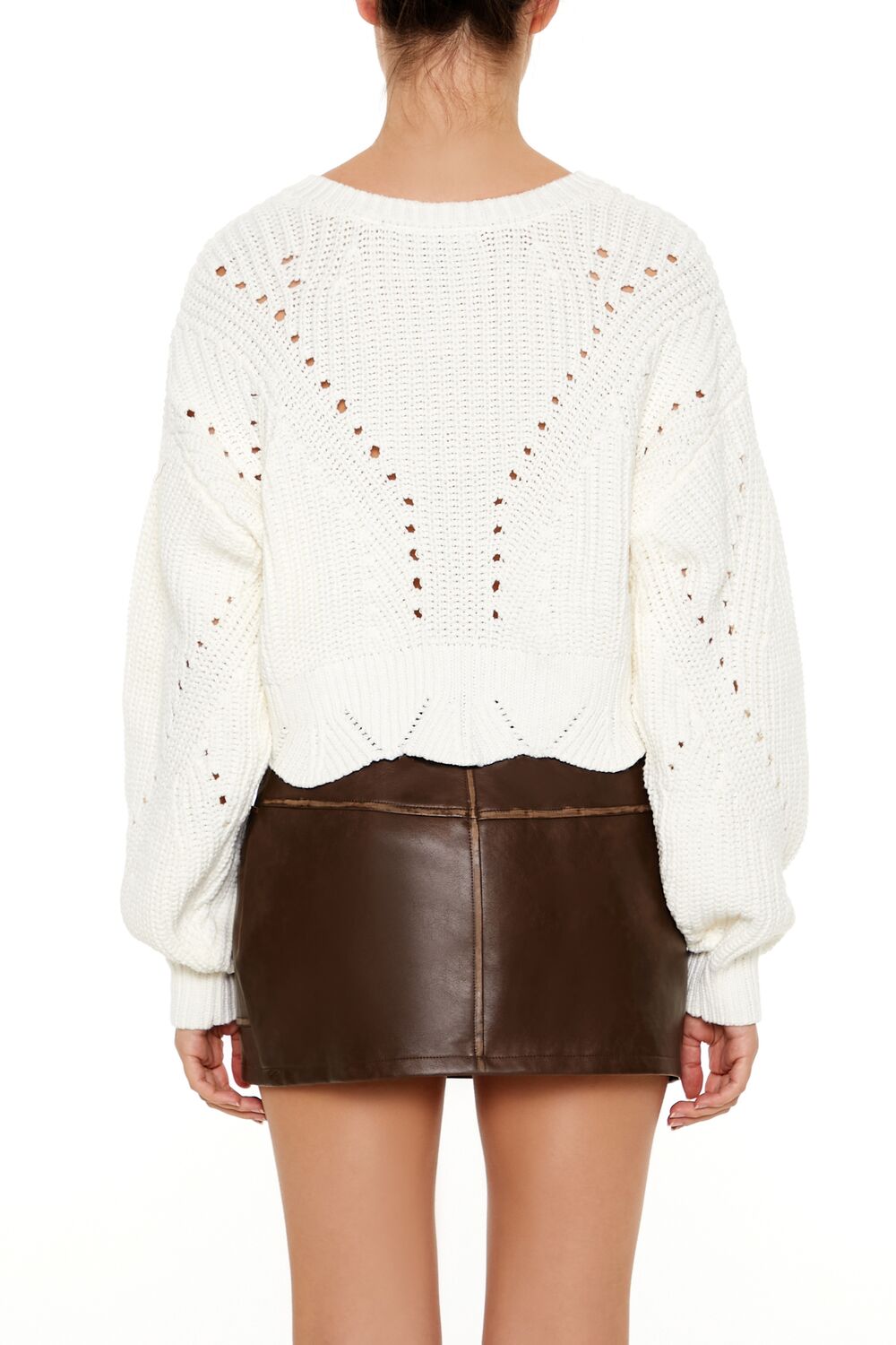  Forever 21 Open-Knit Cropped Sweater - dark blue - Bonton