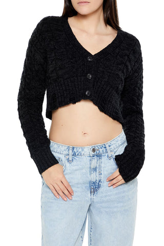 Cable Knit Cropped Cardigan Sweater