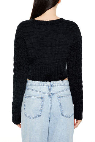 Cable Knit Cropped Cardigan Sweater