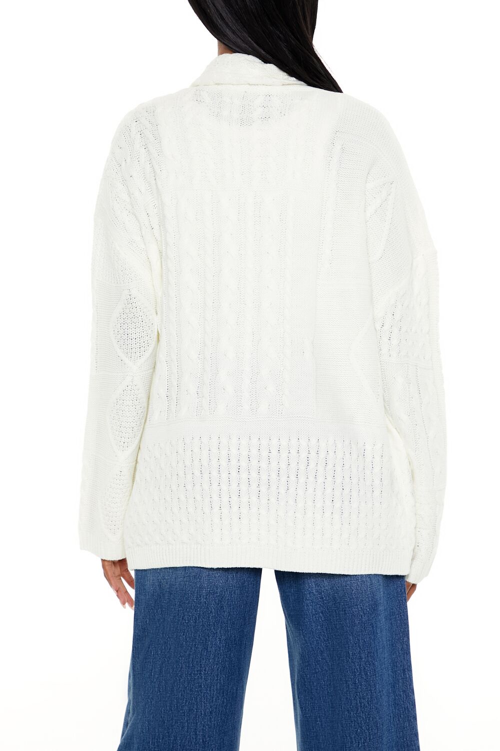  Forever 21 Mixed Knit Cardigan Sweater - cream - Bonton