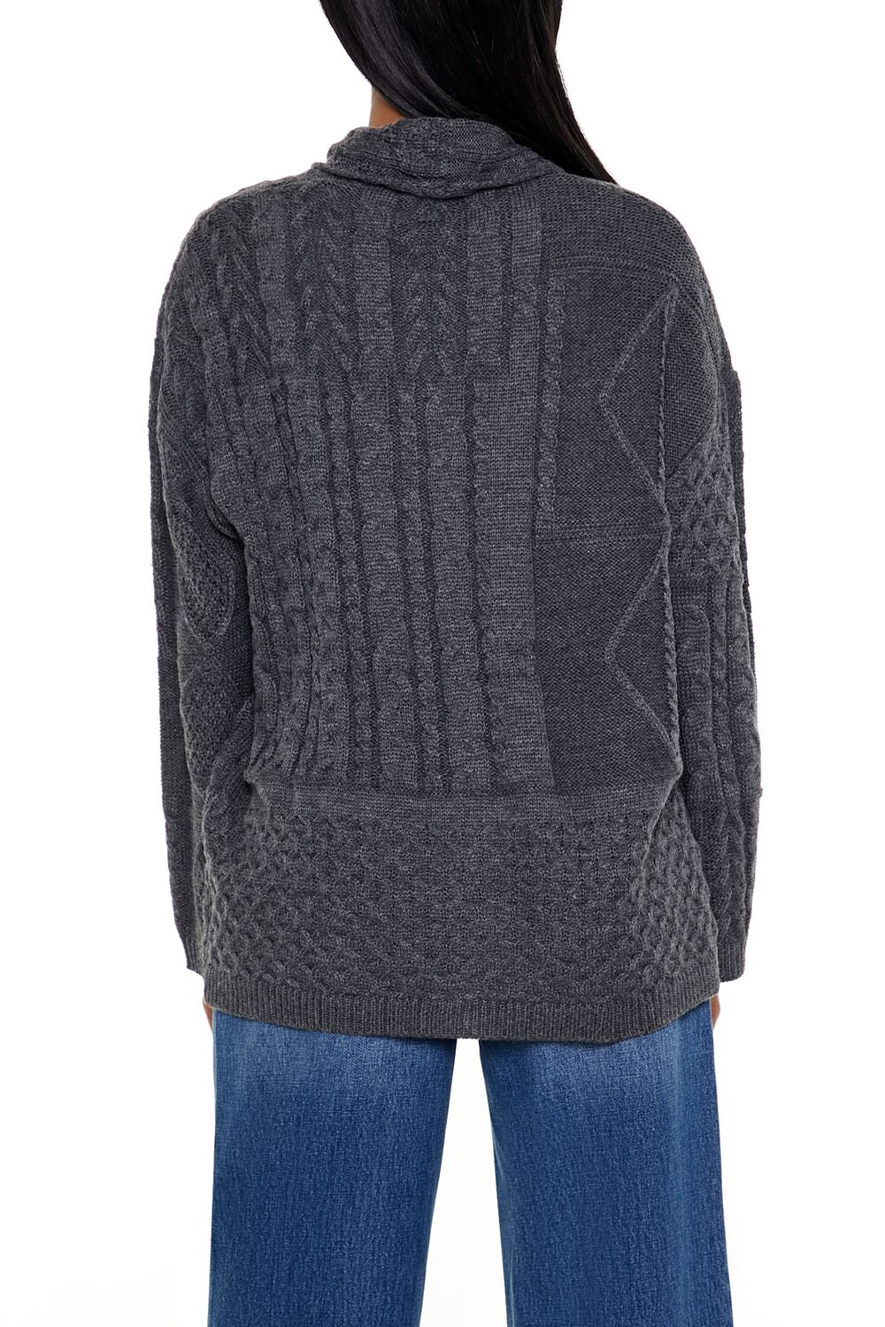  Forever 21 Mixed Knit Cardigan Sweater - cream - Bonton