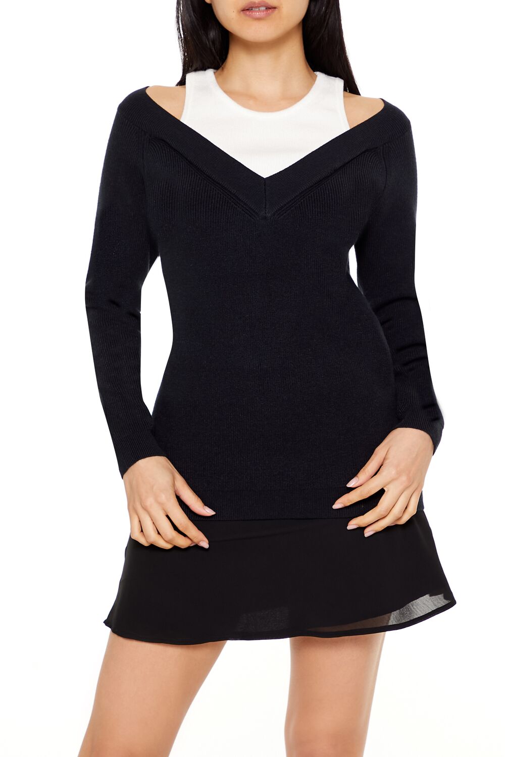  Forever 21 Combo Tank Top Sweater - grey white - Bonton