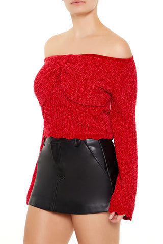 Off-the-Shoulder Bow Sweater