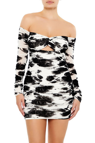 Rose Off-the-Shoulder Mini Dress