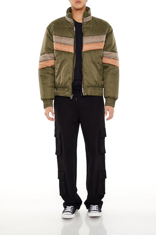 Colorblock Funnel Neck Puffer Jacket