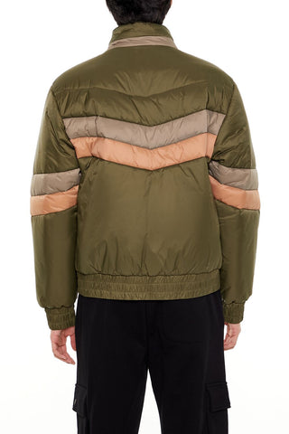 Colorblock Funnel Neck Puffer Jacket