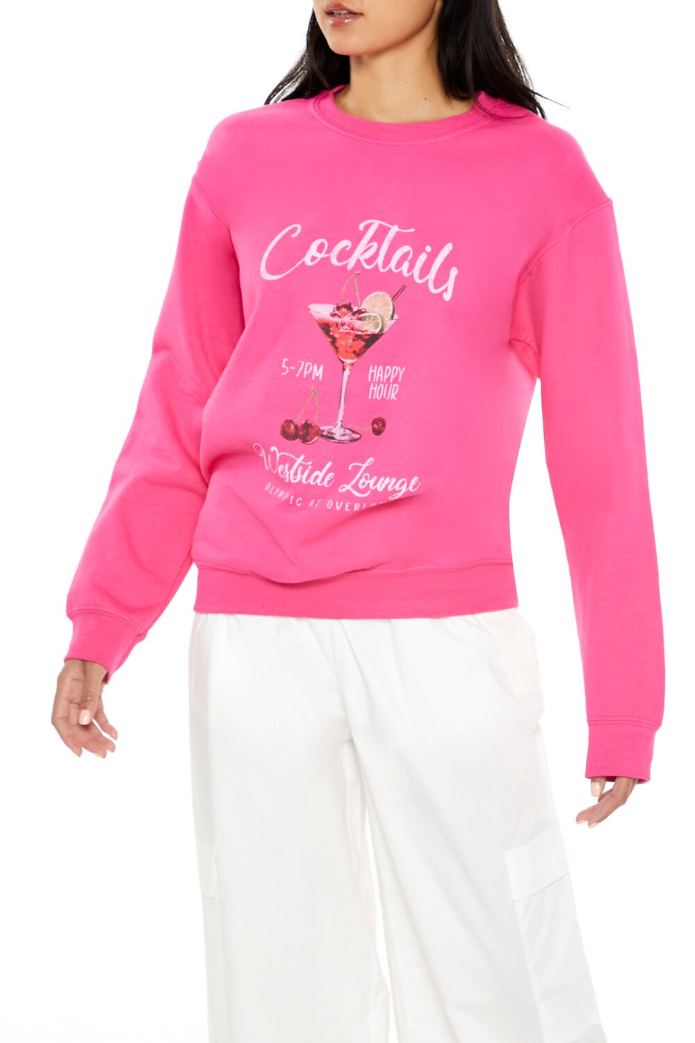  Forever 21 Cocktails Fleece Pullover - pink multi - Bonton