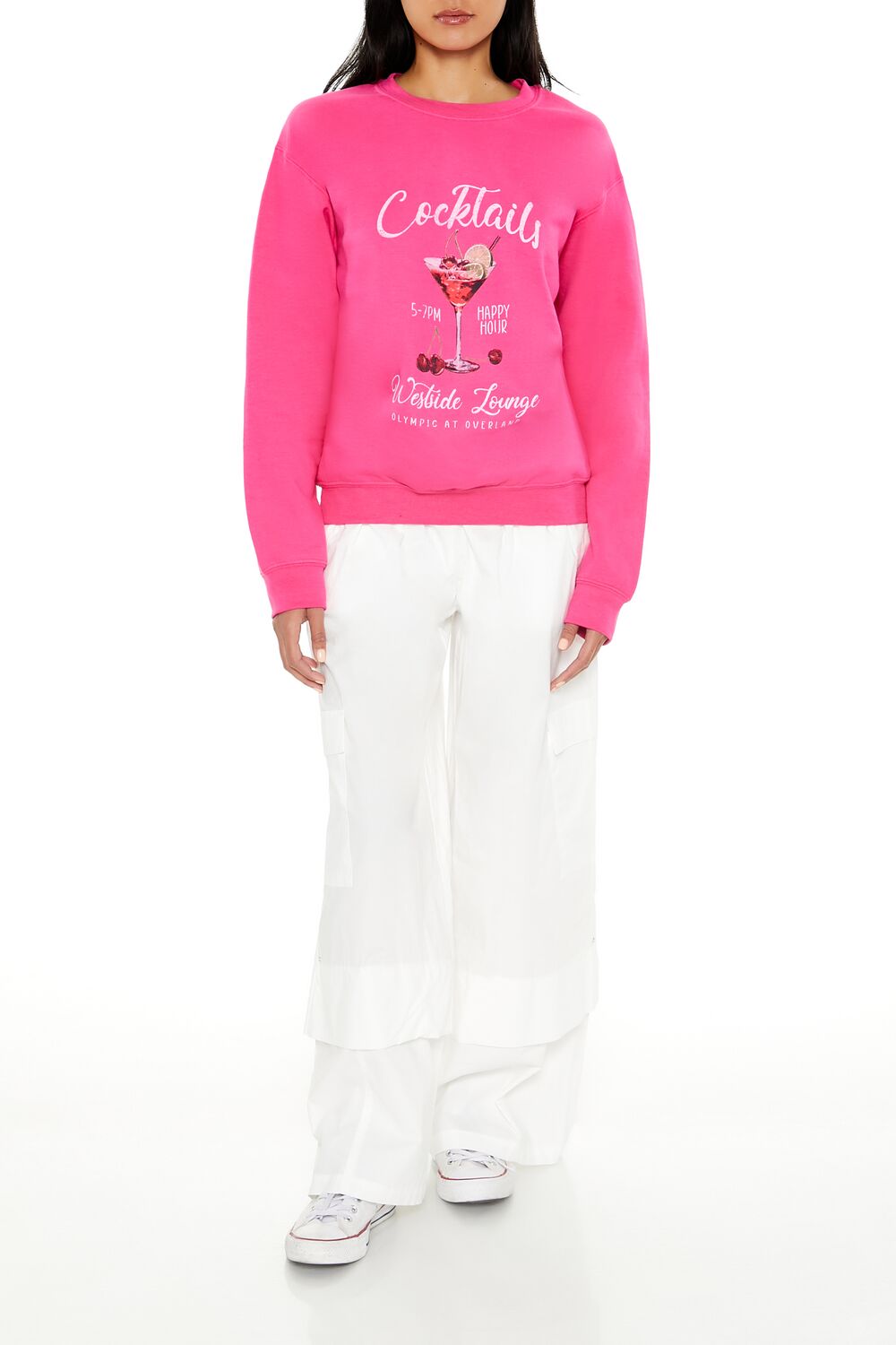  Forever 21 Cocktails Fleece Pullover - pink multi - Bonton