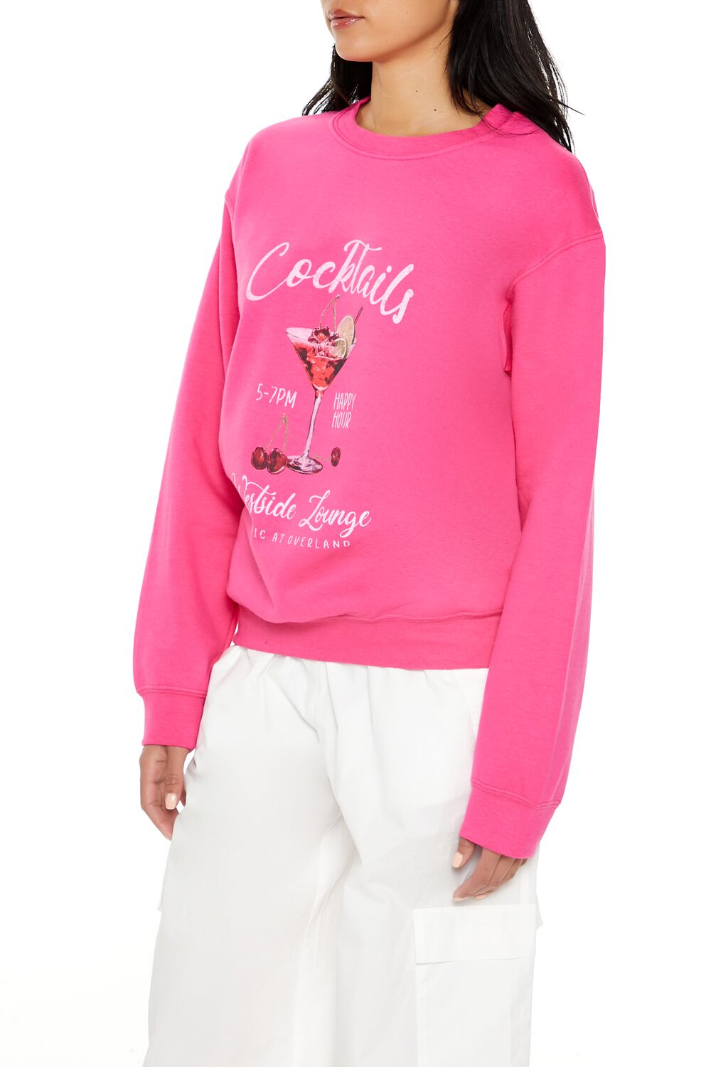  Forever 21 Cocktails Fleece Pullover - pink multi - Bonton