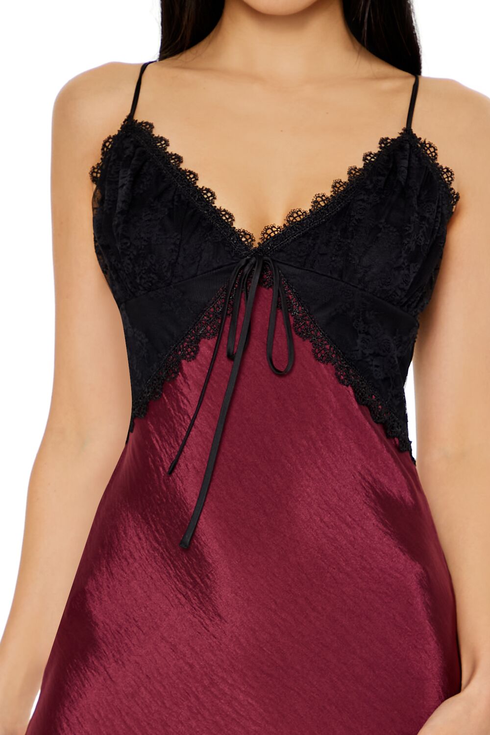 Forever 21 Two-Tone Maxi Slip Dress - burgundy-black Bonton Forever 21 Two-Tone Maxi Slip Dress - burgundy-black Bonton