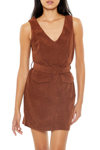 Belted Corduroy Mini Dress