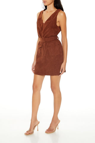 Belted Corduroy Mini Dress