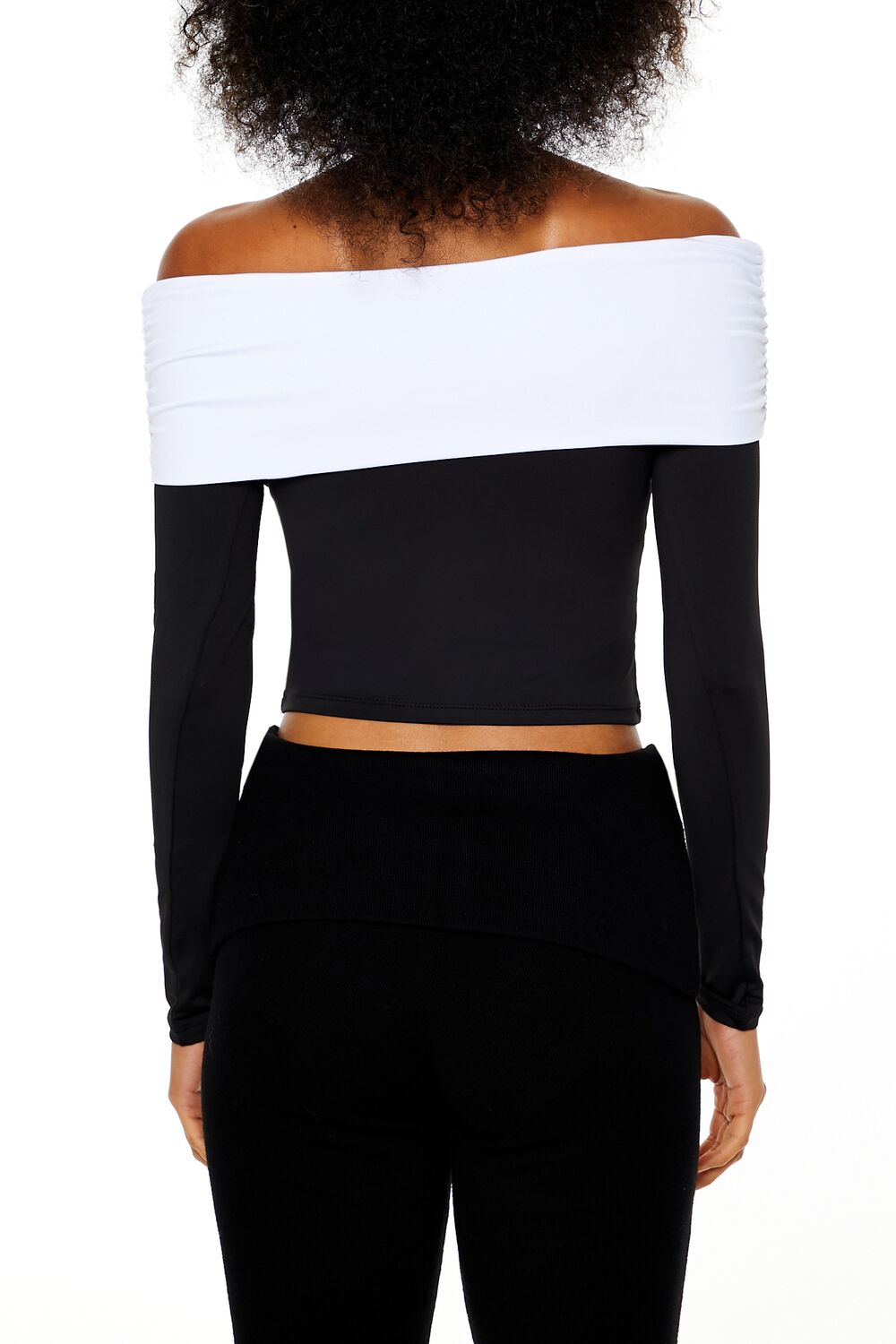  Forever 21 Colorblock Off-the-Shoulder Top - black white - Bonton