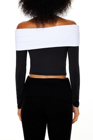 Colorblock Off-the-Shoulder Top