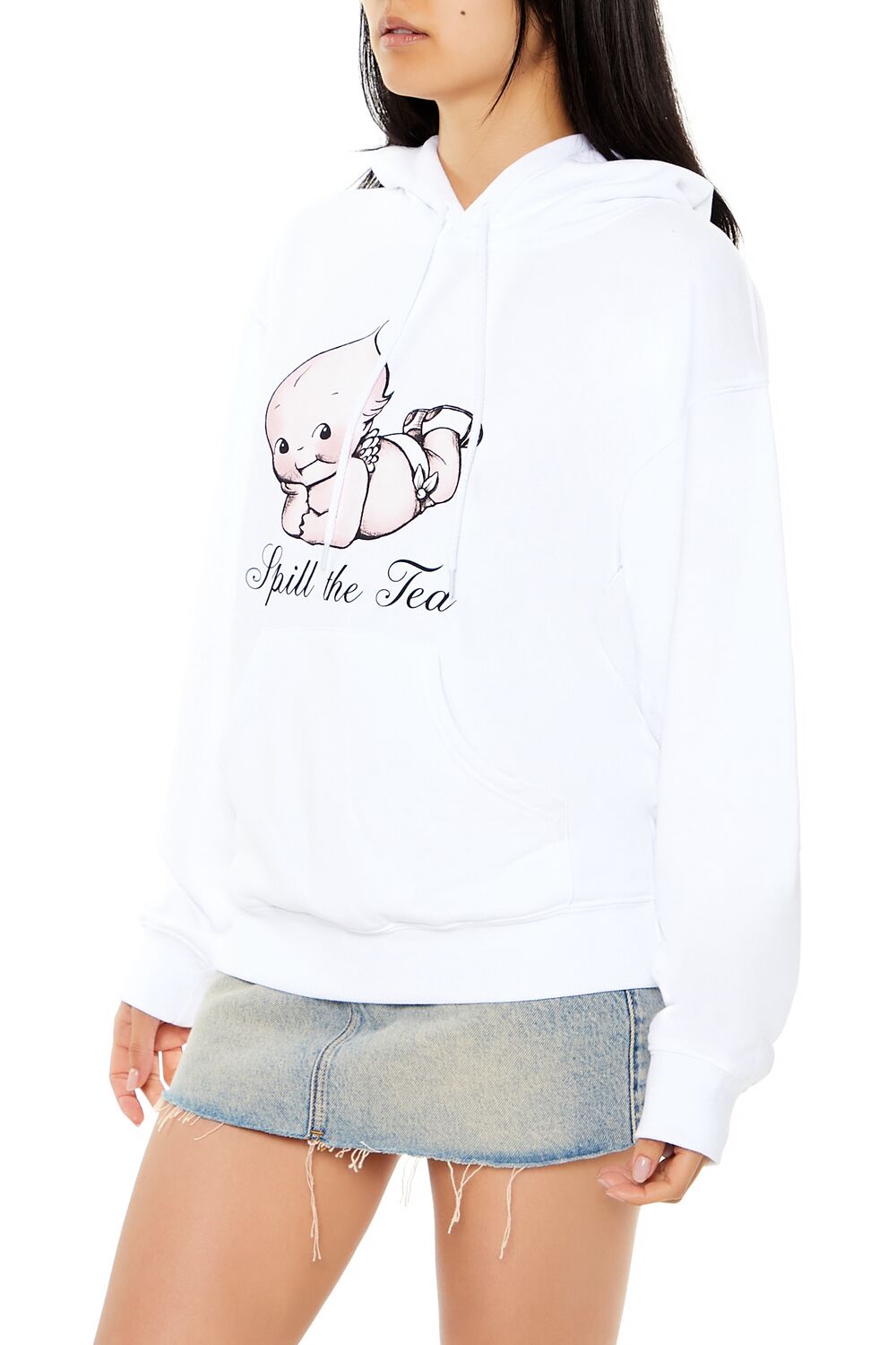  Forever 21 Kewpie Spill the Tea Hoodie - white multi - Bonton