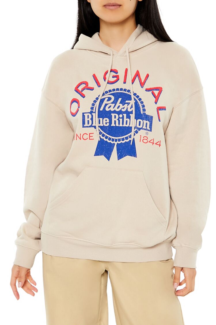 Forever 21 Original Pabst Blue Ribbon Hoodie - beige multi - Bonton