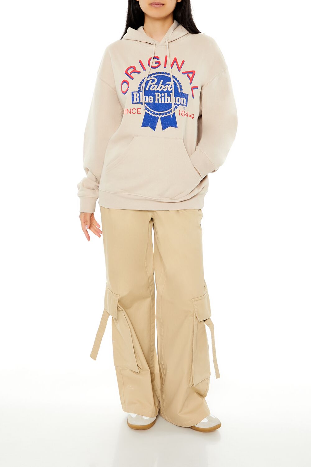  Forever 21 Original Pabst Blue Ribbon Hoodie - beige multi - Bonton