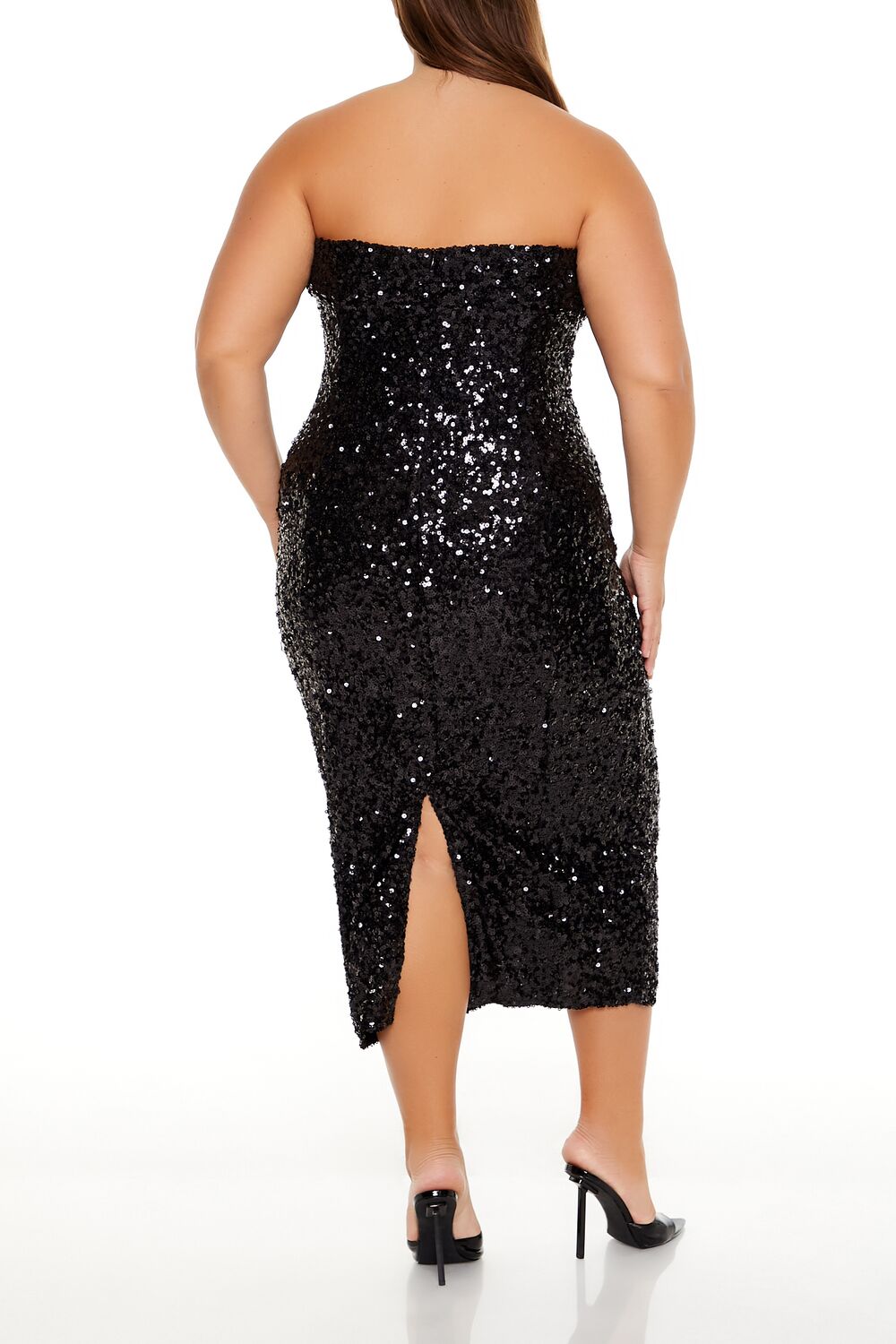  Forever 21 Plus Size Sequin Midi Tube Dress - black-swatch - Bonton