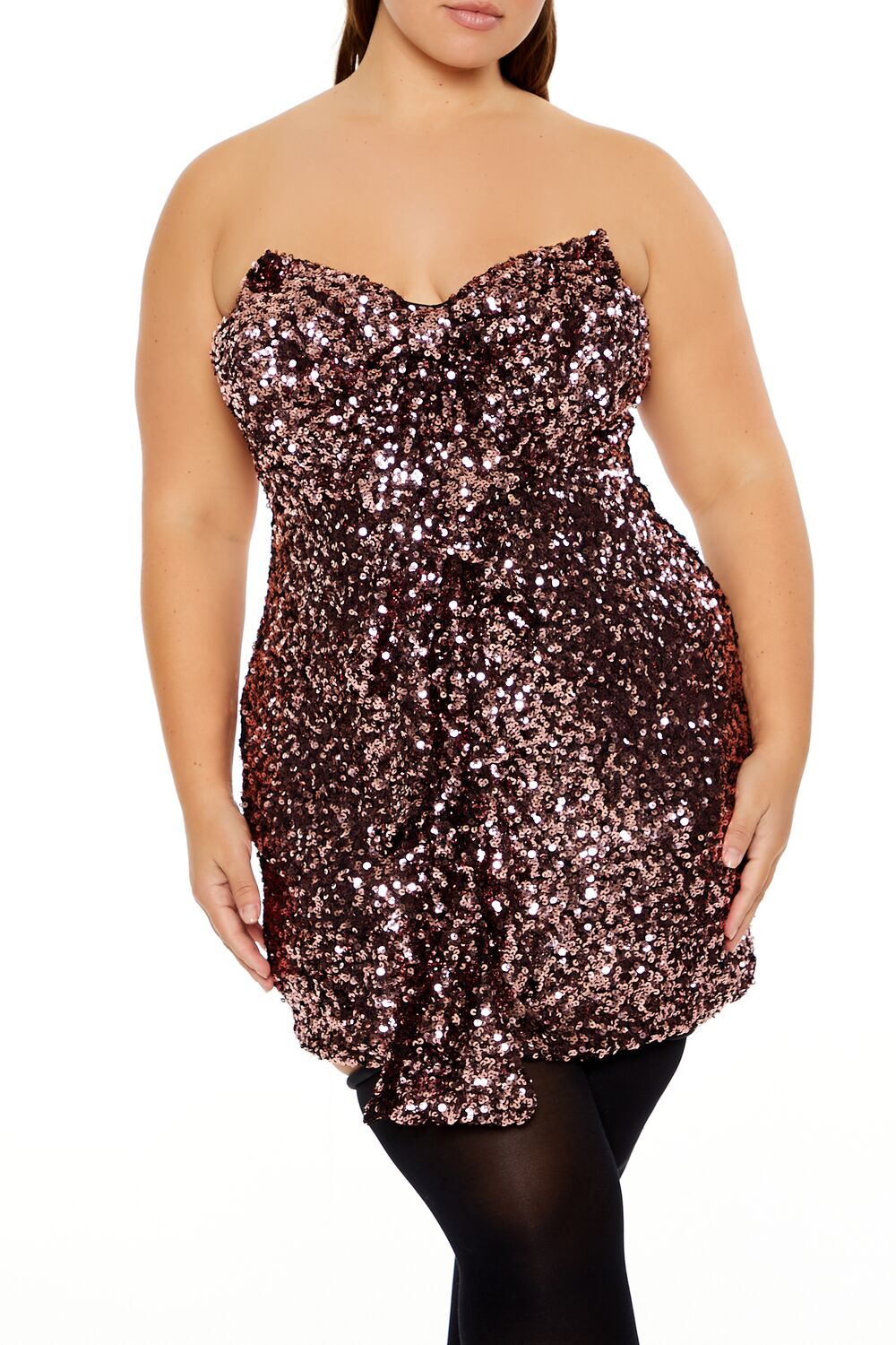 Forever 21 Plus Size Sequin Mini Tube Dress - black-swatch - Bonton