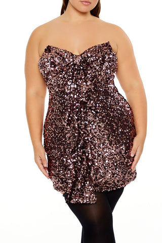 Plus Size Sequin Mini Tube Dress