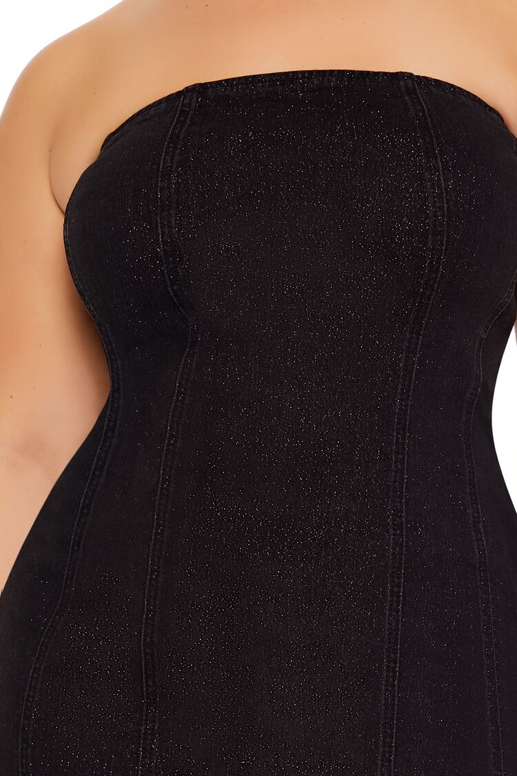 Plus Size Denim Tube Dress in Black | Size: 3X by Bonton Plus Size Denim Tube Dress in Black | Size: 3X by Bonton