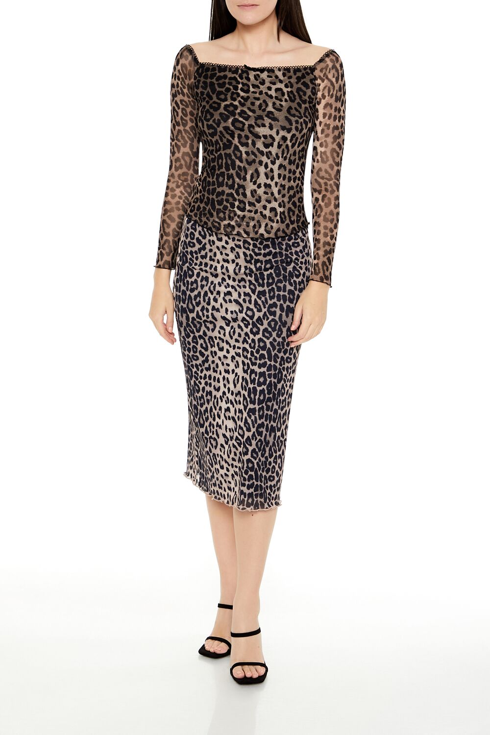  Forever 21 Leopard Print Square-Neck Top - leopard - Bonton
