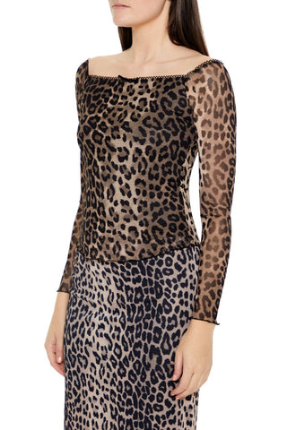 Leopard Print Square-Neck Top