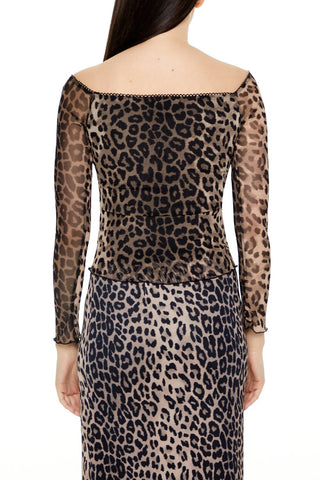 Leopard Print Square-Neck Top