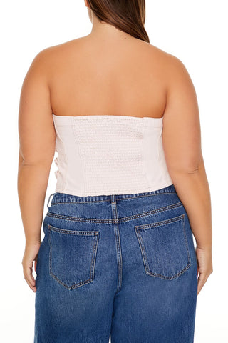 Plus Size Denim Zip-Up Tube Top