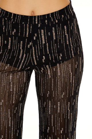 Glitter High-Rise Straight Pants