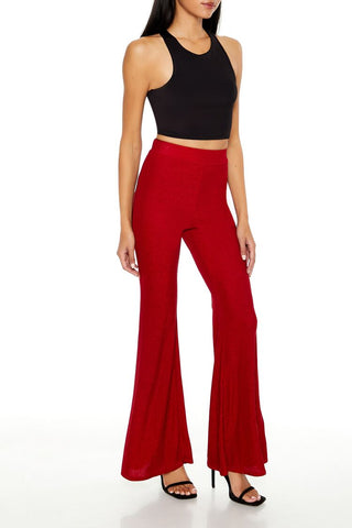 Glitter High-Rise Flare Pants