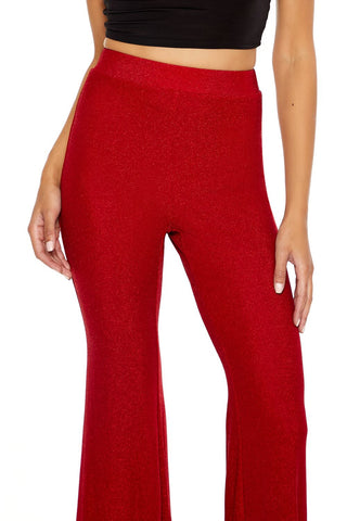 Glitter High-Rise Flare Pants