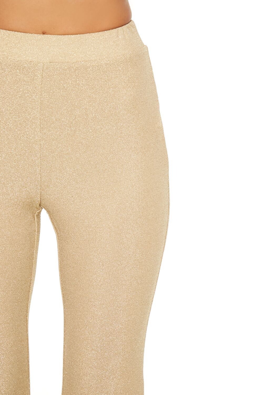  Forever 21 Glitter High-Rise Flare Pants - champagne - Bonton