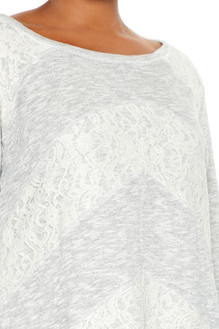 Plus Size Lace Chevron Mini Dress