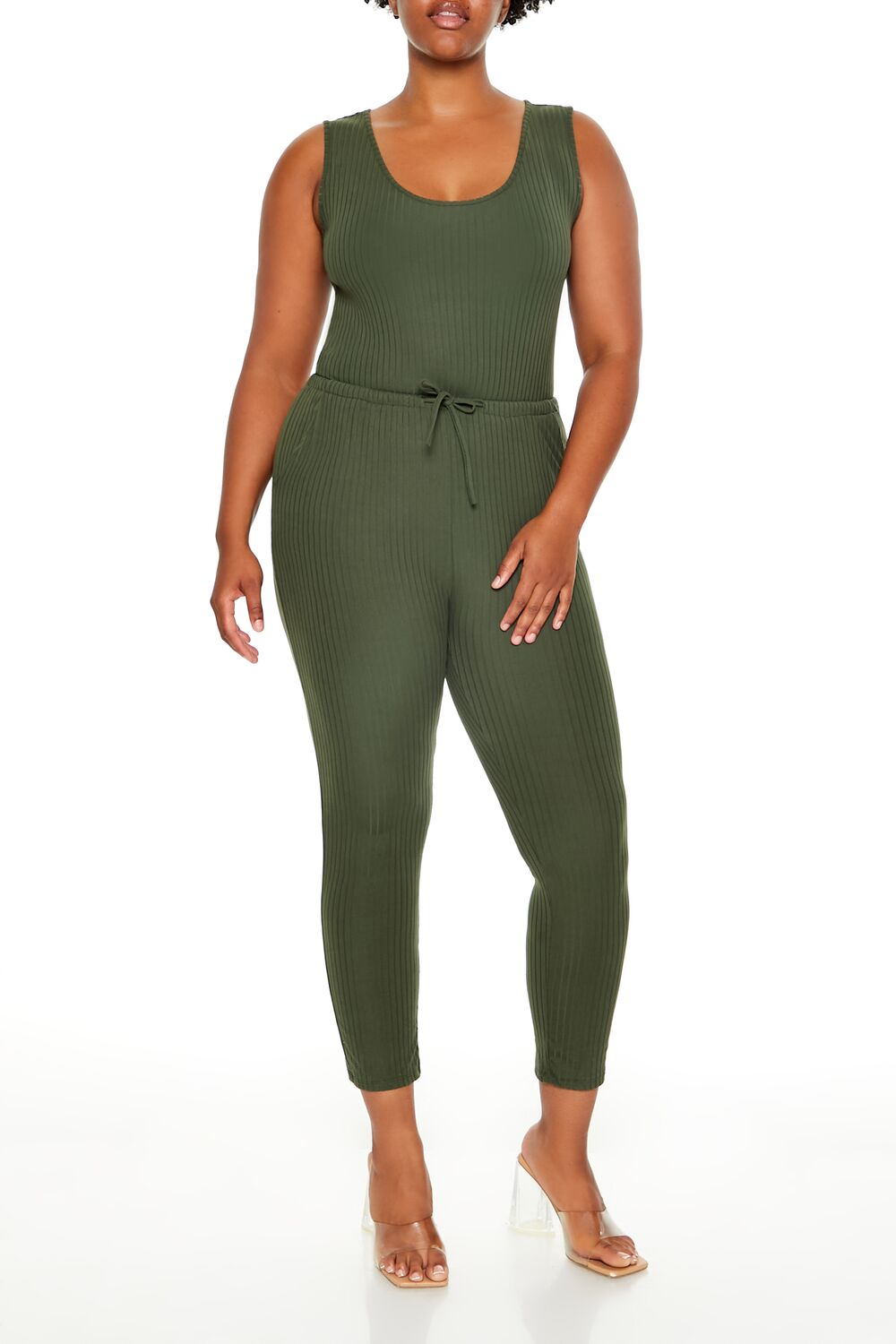  Forever 21 Plus Size Sleeveless Jumpsuit - olive - Bonton