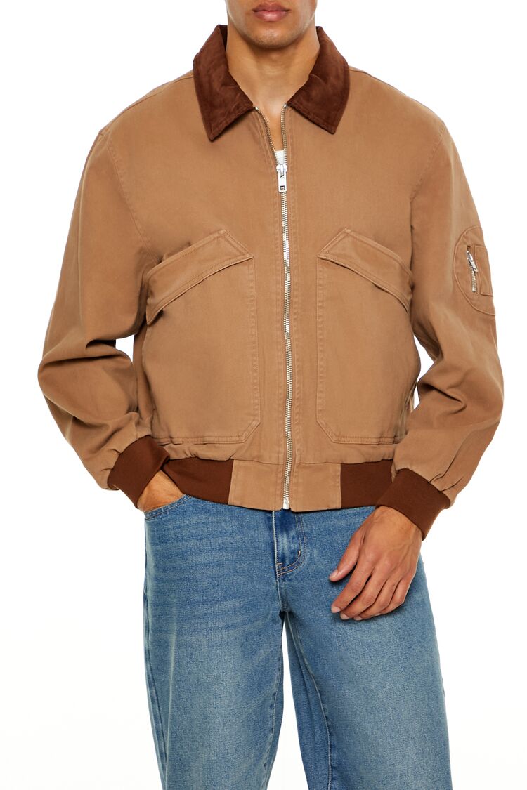  Forever 21 Zip-Up Bomber Jacket - chestnut-cocoa-swatch - Bonton