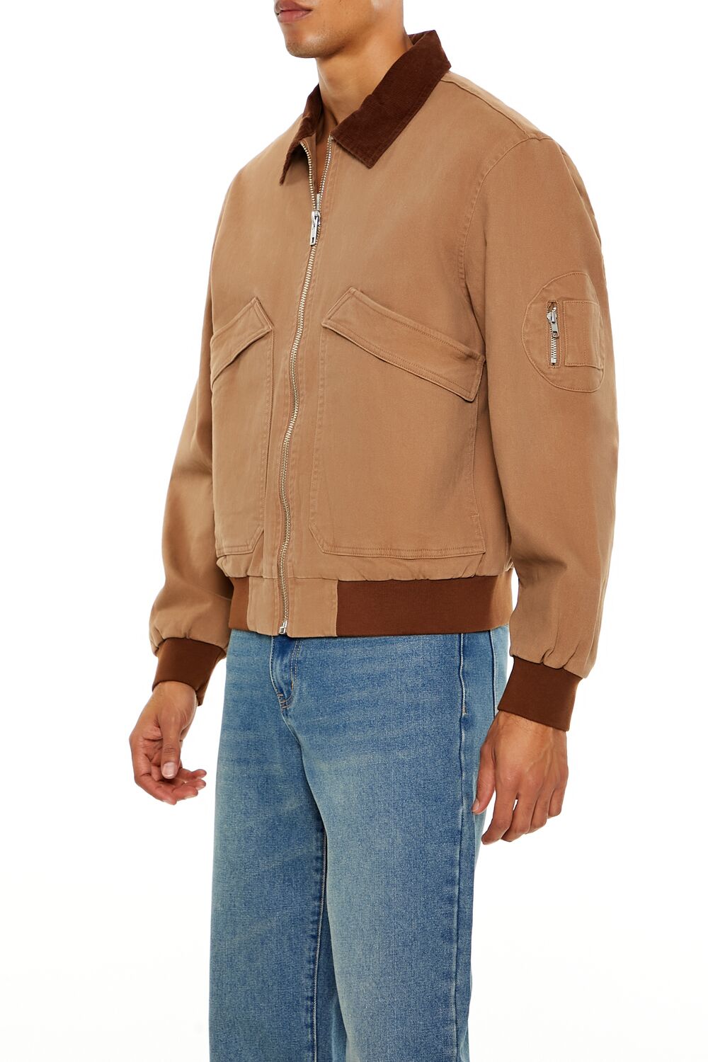  Forever 21 Zip-Up Bomber Jacket - chestnut-cocoa-swatch - Bonton