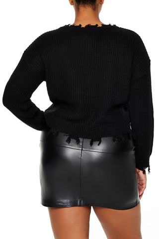 Plus Size Love Embroidered Sweater