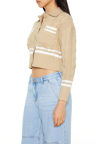 Varsity-Striped Cardigan Sweater