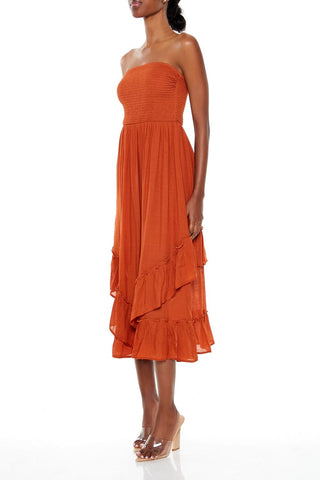 Strapless Layered Midi Dress
