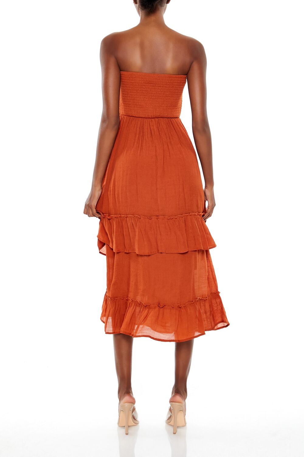  Forever 21 Strapless Layered Midi Dress - copper-swatch - Bonton