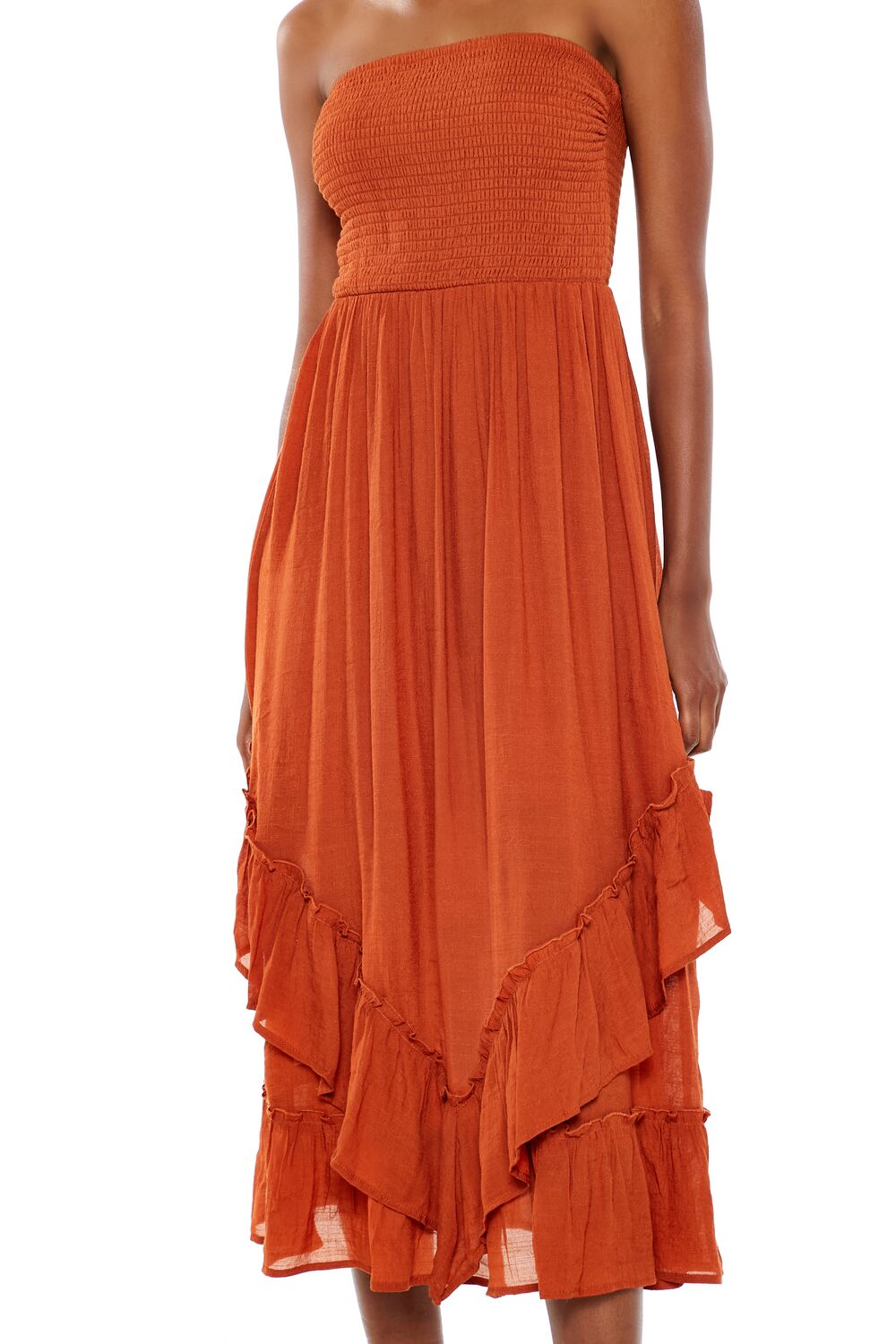  Forever 21 Strapless Layered Midi Dress - copper-swatch - Bonton