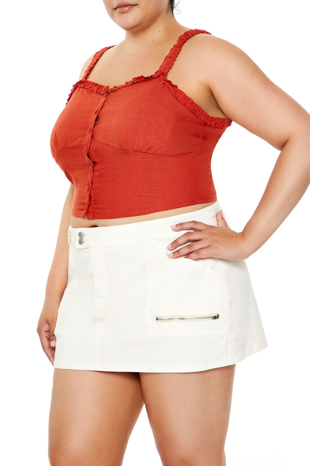  Forever 21 Plus Size Ruffle-Trim Crop Top - orange - Bonton