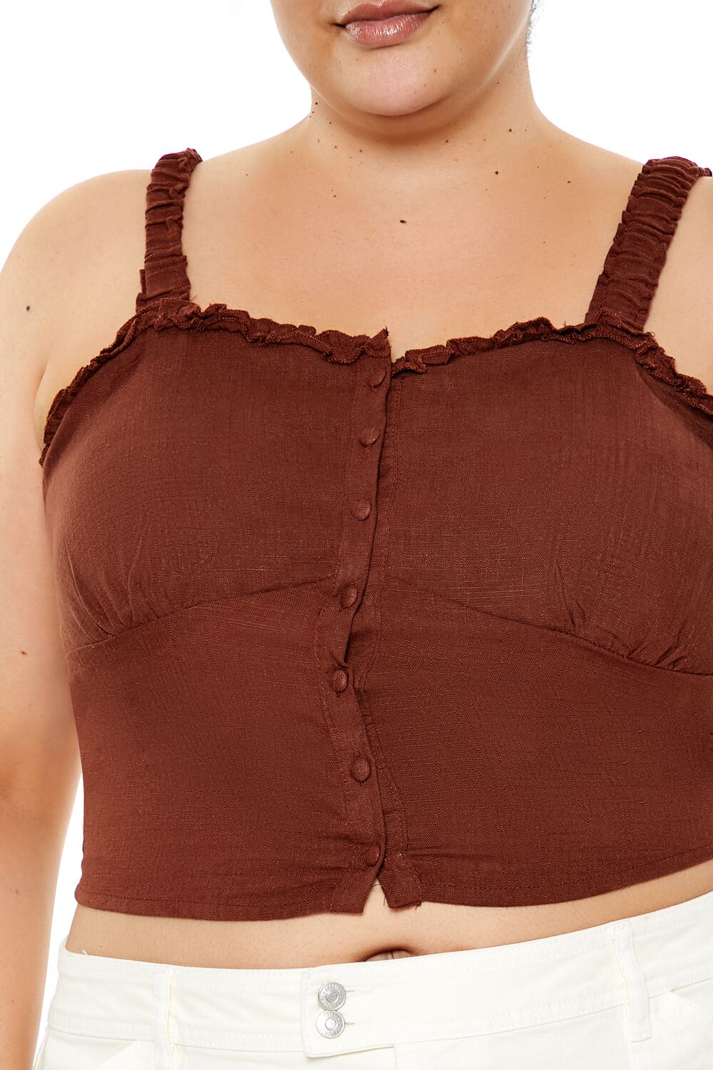  Forever 21 Plus Size Ruffle-Trim Crop Top - orange - Bonton