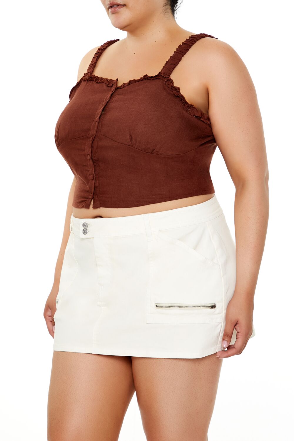  Forever 21 Plus Size Ruffle-Trim Crop Top - orange - Bonton