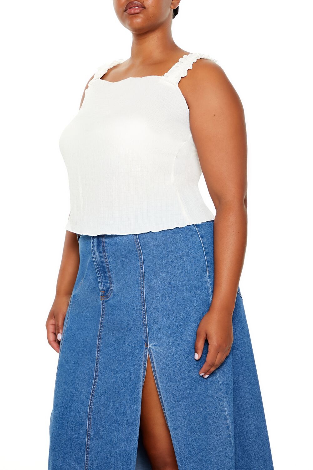  Forever 21 Plus Size Ruffle-Strap Tank Top - black - Bonton