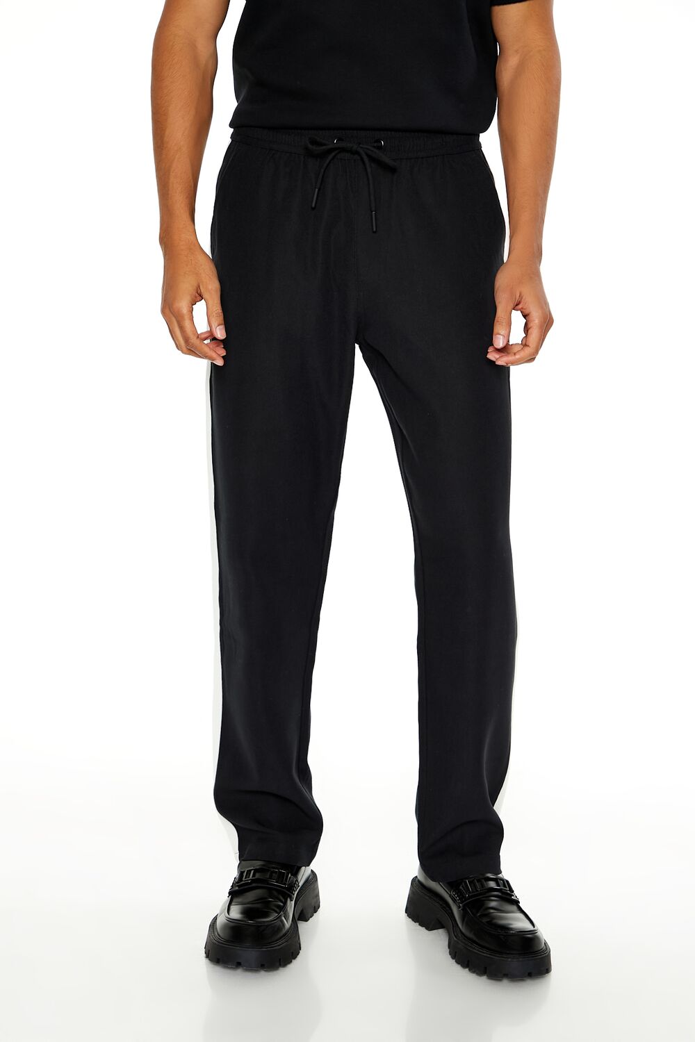  Forever 21 Striped Drawstring Pants - olive-cream - Bonton