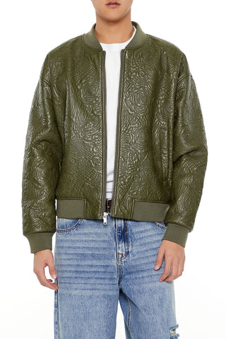 Embossed Rose Bomber Jacket